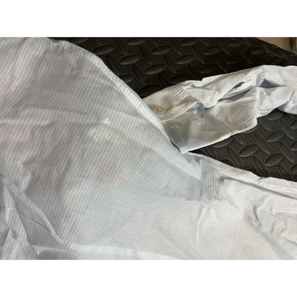 Prada White Blue Button Down Shirt Fits Mens Large Dressy Classic With Flaw - Picture 7 of 11